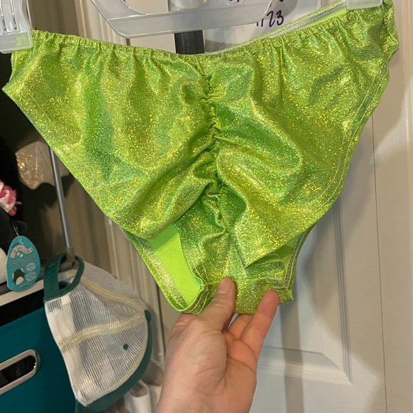 Green Neon Sparkle Rave Outfit Music Festival Rolita Couture - Picture 3 of 7